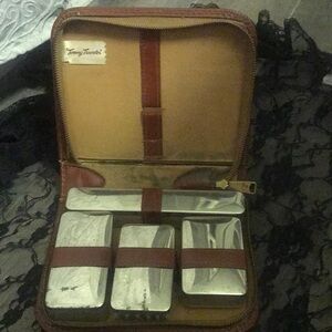 Vintage Travel Toiletry Set with Silver Accents